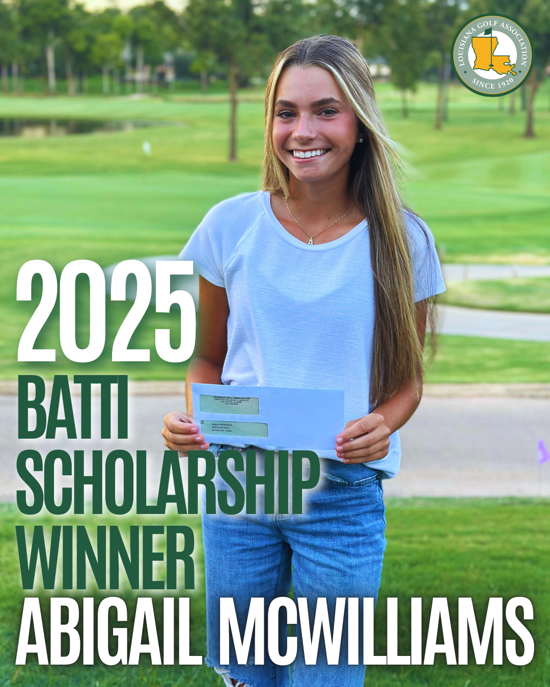 Abigail McWilliams Named 2025 Dick and Linda Batti Scholarship Recipient
