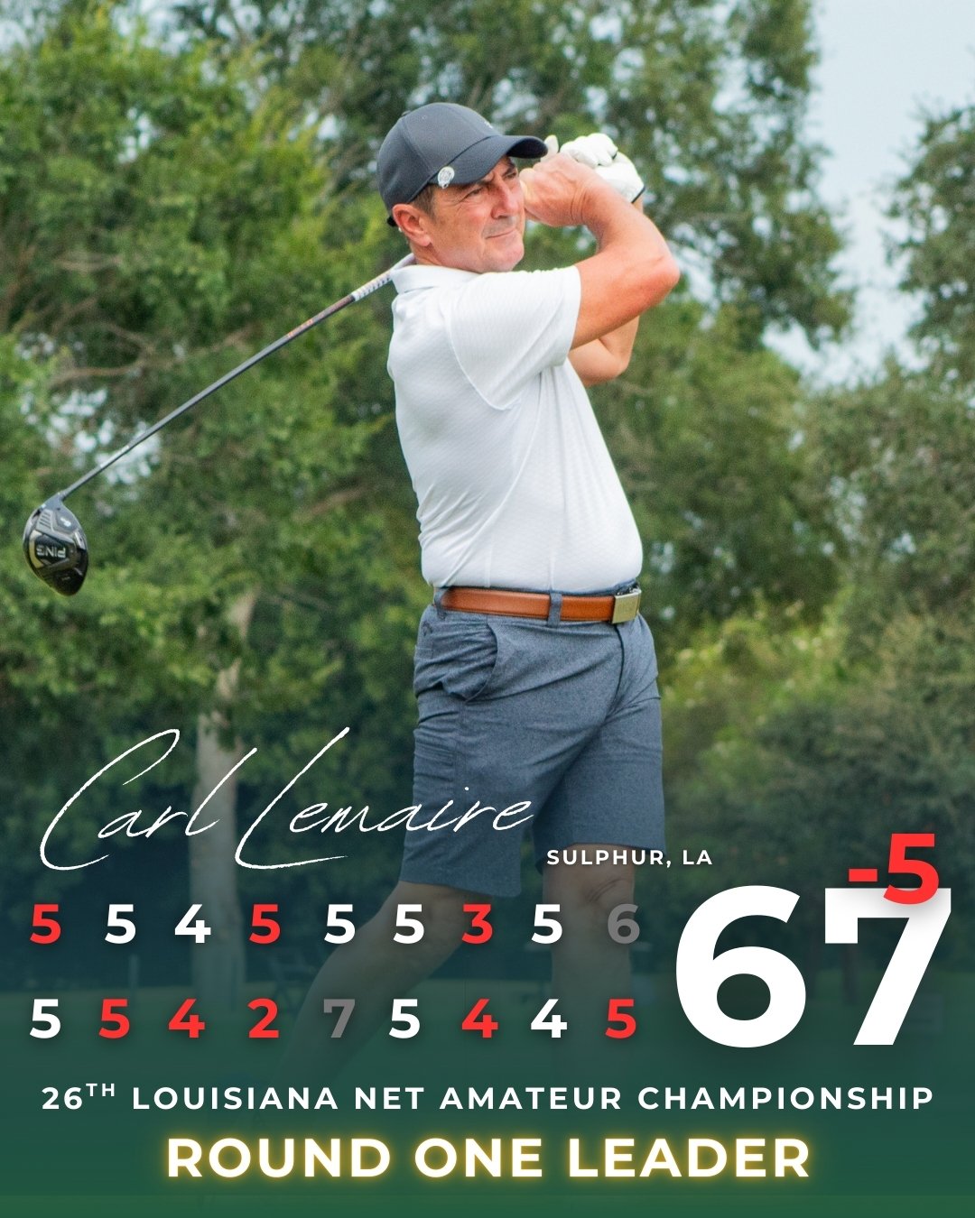 Sulphur’s Carl Lemaire on Top After Round One of 26th Louisiana Net Amateur Championship
