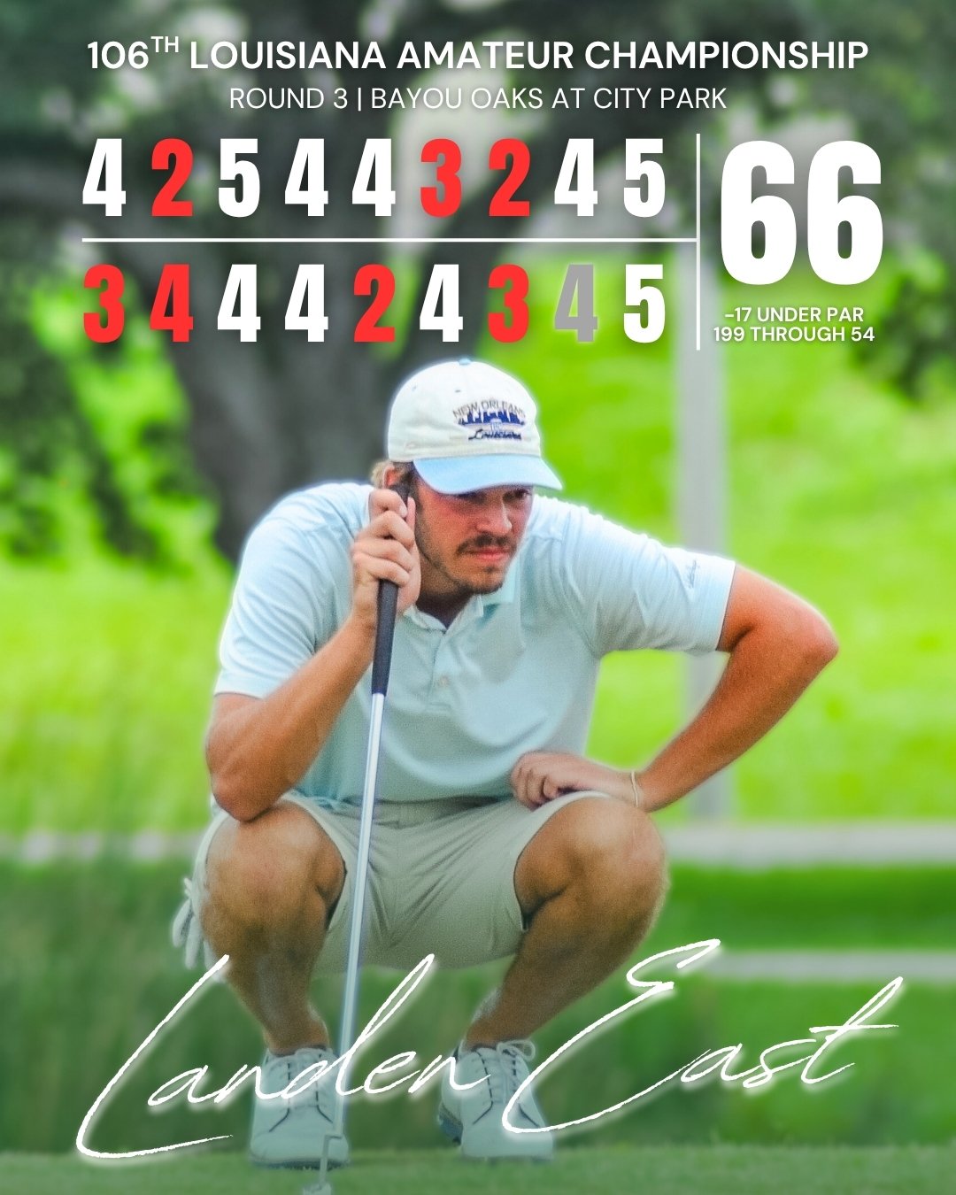 East Climbs Leaderboard to Grab 3-Shot Lead at Louisiana Amateur