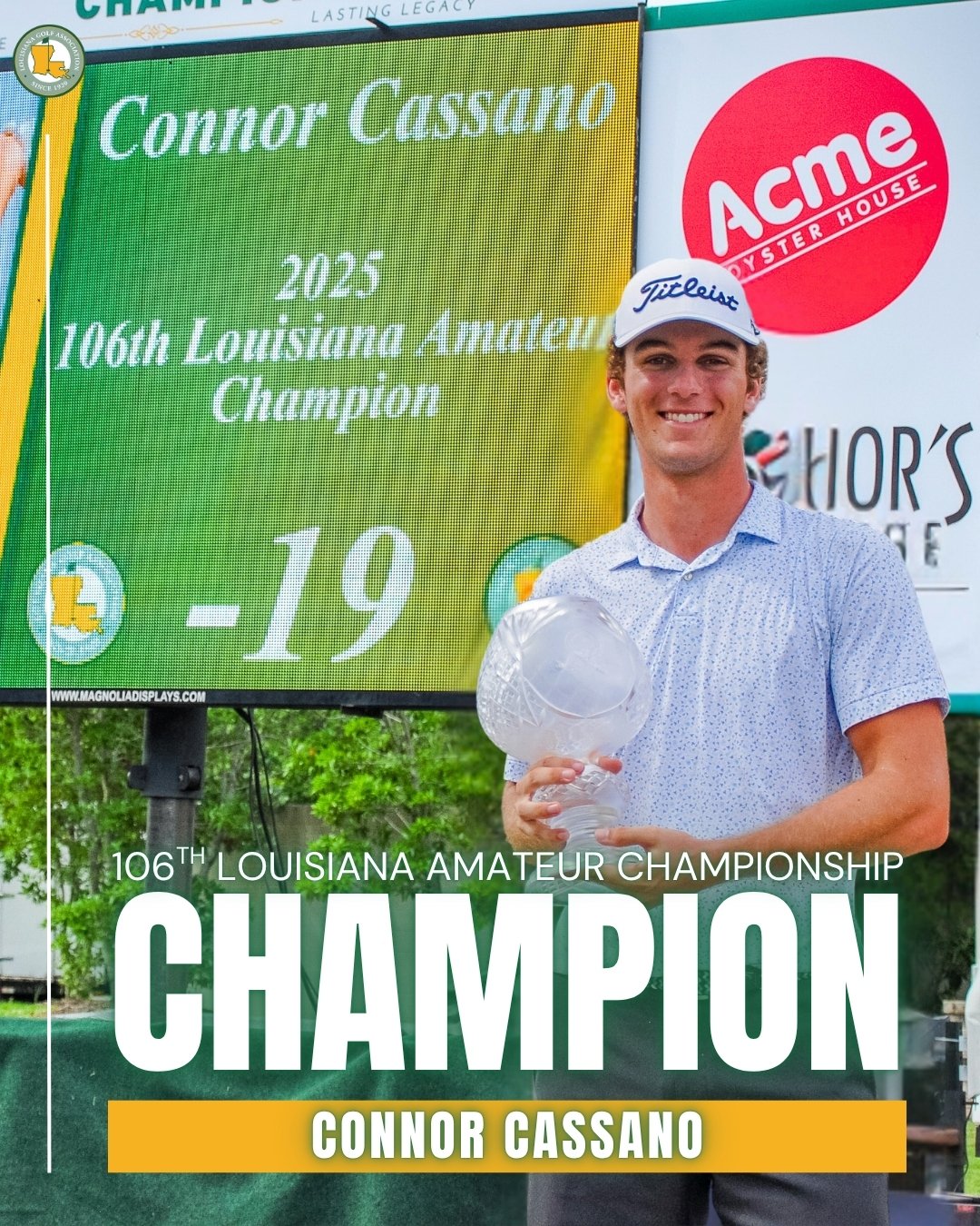 Cassano Captures 106th Louisiana Amateur Championship in Playoff Thriller at Bayou Oaks